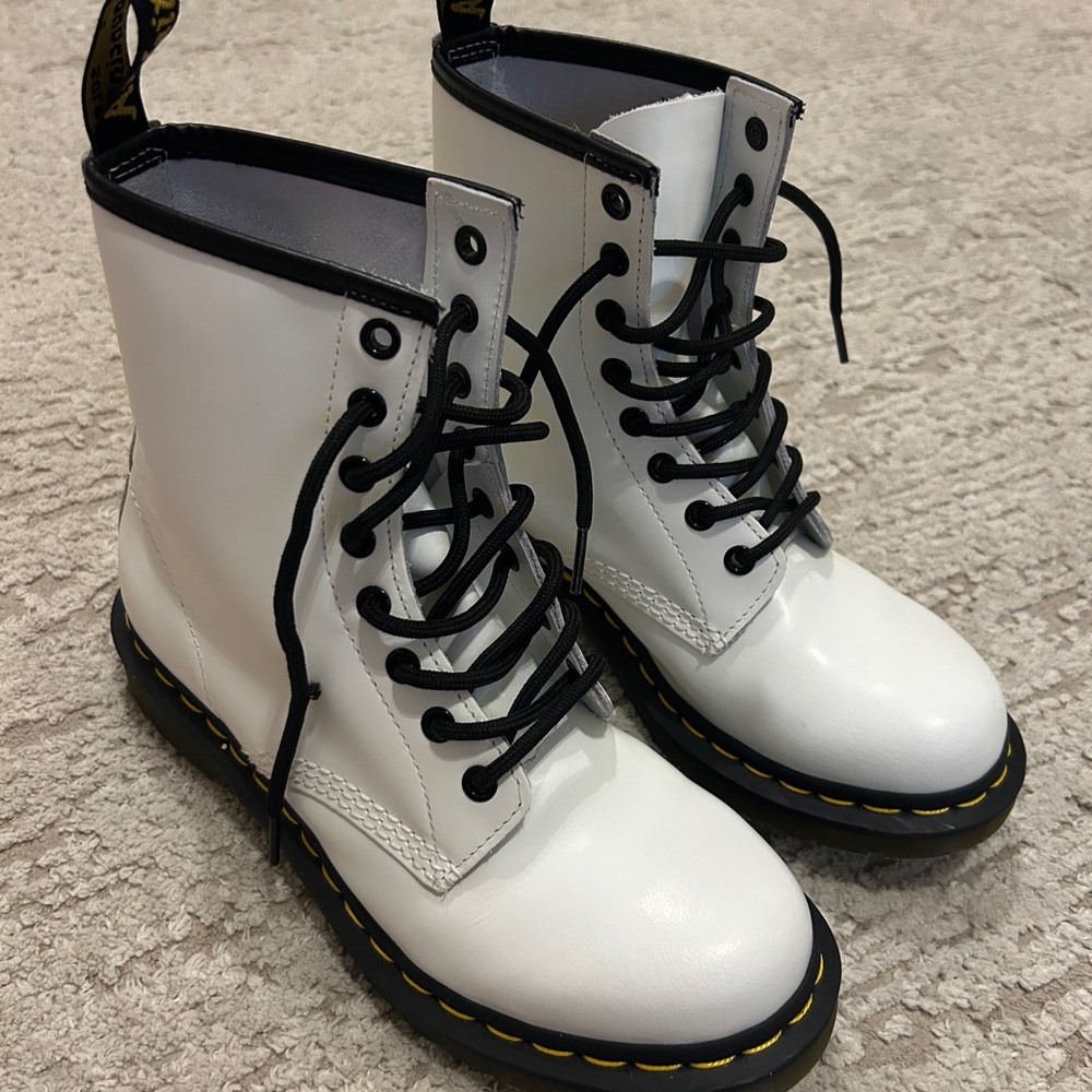 Dr. Martens White Leather Boots